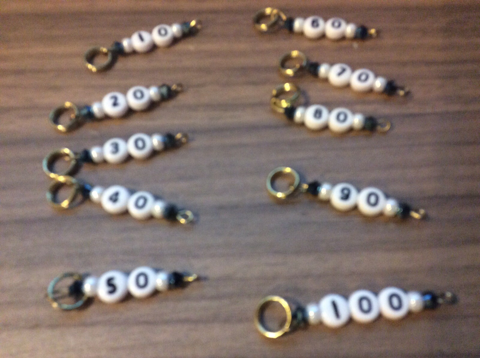 Number Stitch Markers, 10-100 Row Counter Knitting Markers