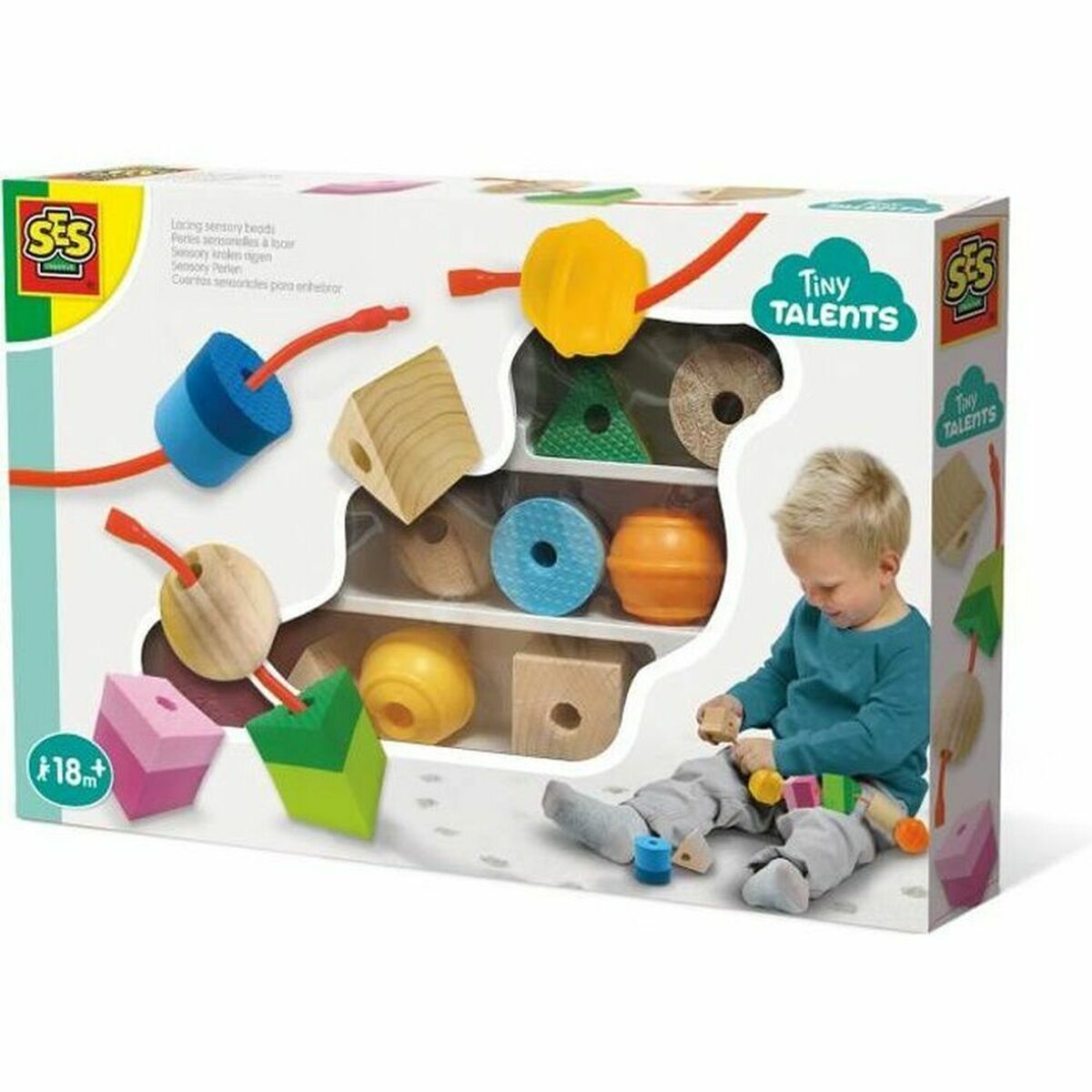 Gioco Educativo SES Creative Cuentas sensoriales para enhebrar Multicolore