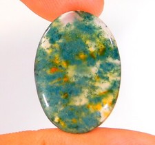 13 Cts Natural Green Moss Agate Oval Cabochon Loose Gemstone 25x17x3 mm CG 0119