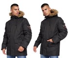 Crosshatch Mens Padded Parka Waterproof Coat Fur Hood Winter Heavy Warm Jacket