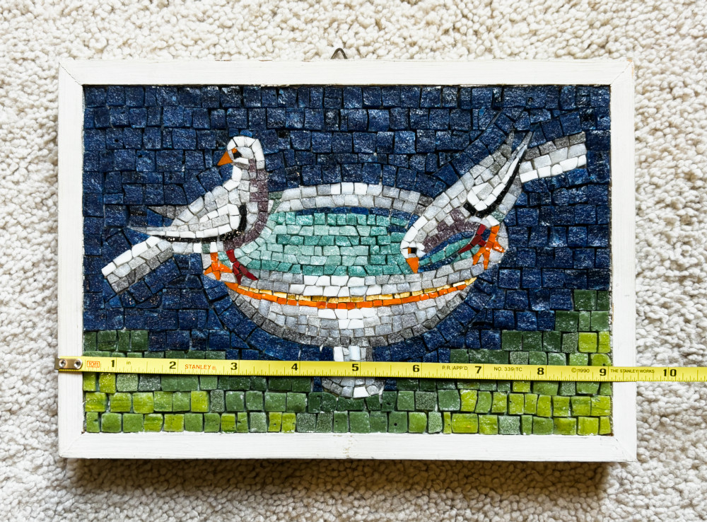Vintage Framed Mosaic Art "Birds of Paradise" Artemosaico di Puglisi