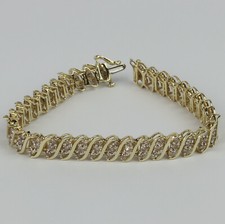 Stunning 10k Yellow Gold, 3.5 Carat Diamond Womens Tennis Bracelet 7"
