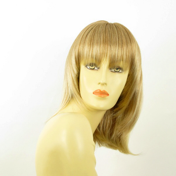 Perruque femme blonde mi-longue thermo-résistante avec reflets méchés 27T613