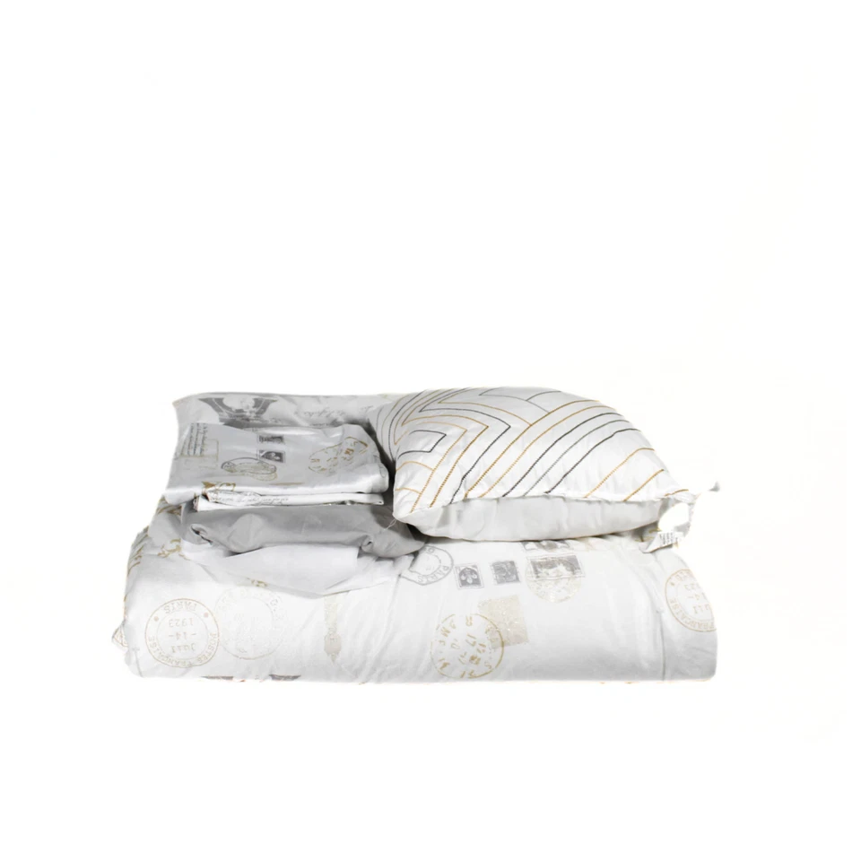 Glam Paris French Printed King Comforter Set Grey Decorative Pillow Bed Skirt - Image 2 of 4