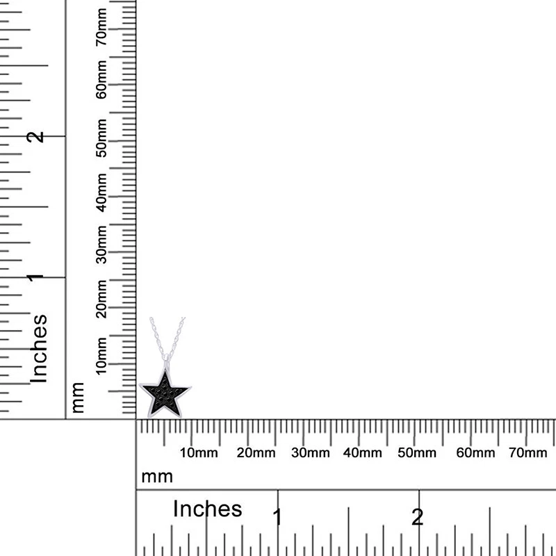 Collar colgante estrella con acento de diamantes negros de 0,03 quilates enchapado en oro blanco de 14 quilates plateado Foto 4 de 4
