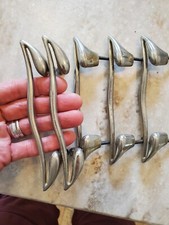 Nickel Mid Century Modern MCM Antique Hardware Drawer Pull Handle 3 3/4  centers