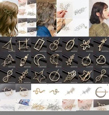 Women Gold Silver Hair Clips Metal Hair Clip Barrette Slide Grips Hairpin Clamp