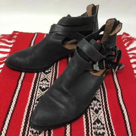 Jeffrey Campbell Ibiza Everly Black Double Buckle Booties Back