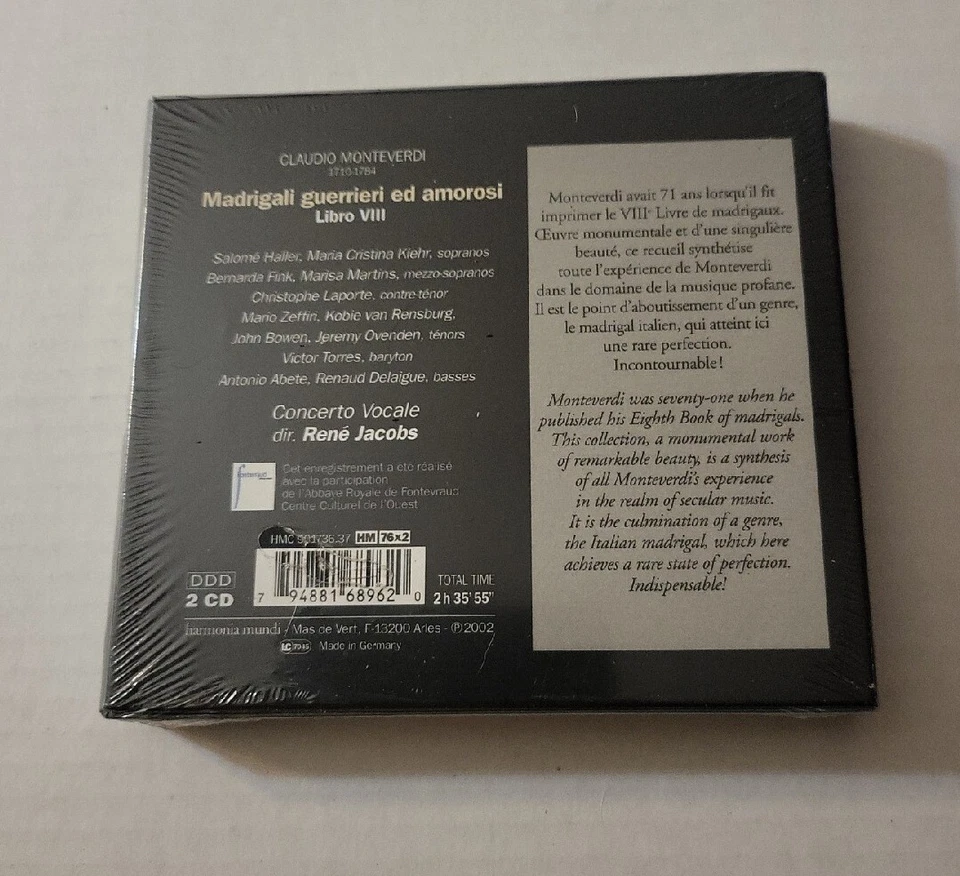Claudio Monteve Madrigali Guerrieri Ed Amorosi Jacobs, Haller, 2CD UK IMPORT NEW - Image 2 of 2