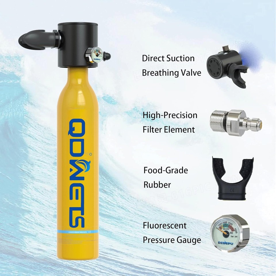 S3000 0.5L Mini Scuba Dive Tank, Marked Reusable Scuba Pony Bottle with