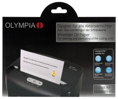 OLYMPIA Ölpapier für Aktenvernichter zum Reinigen ,Schmieren des Schneidwerkes