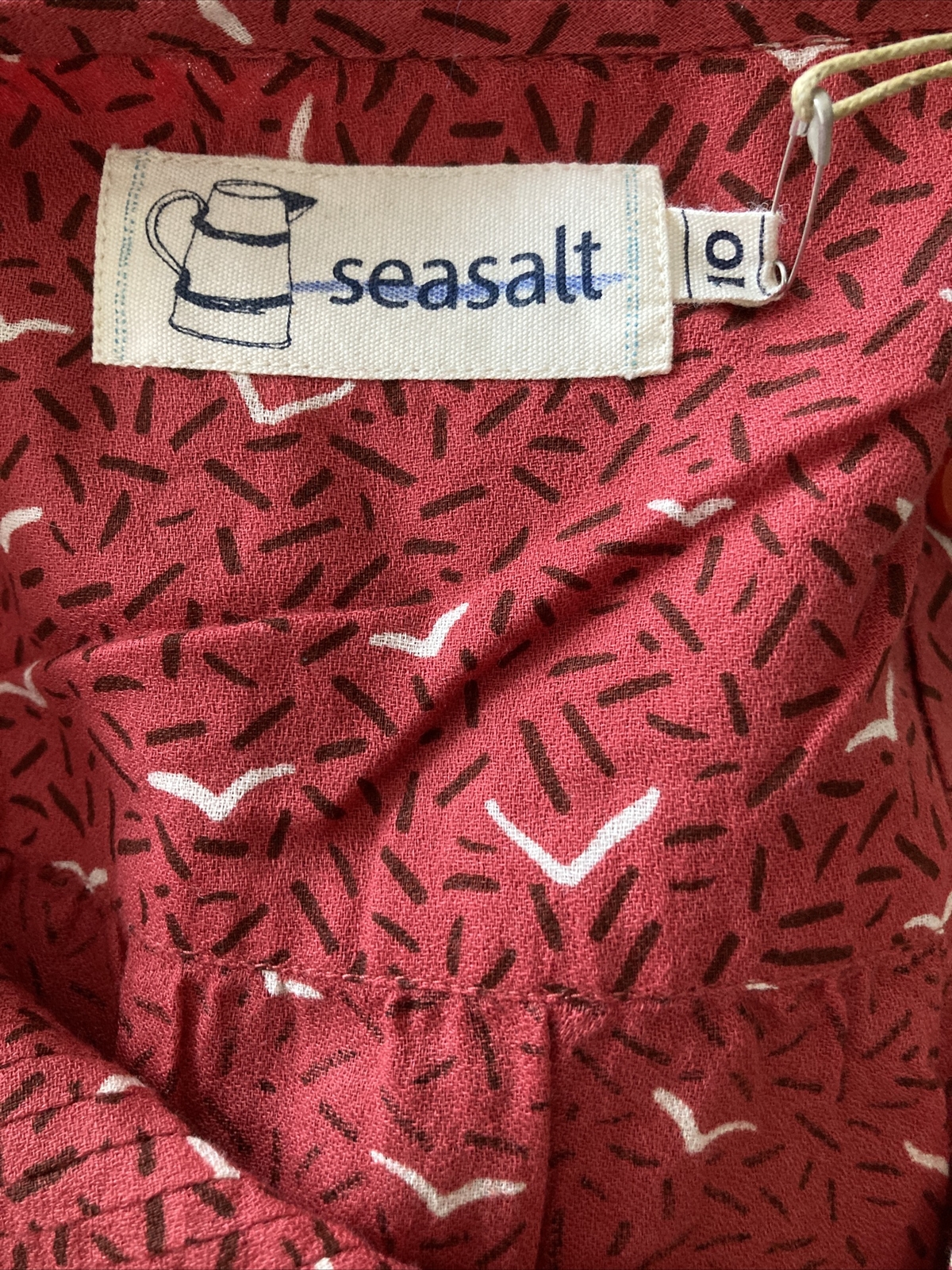 Seasalt "Mending Nets" Rust Cotton Smock Top by Sophie Chadwick Size 10 UK, BNWT 10