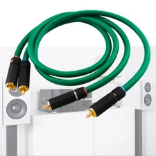 Pair Pure Copper Silver Plated Wire with Gold Plated Plug HIFI Audio RCA Cable