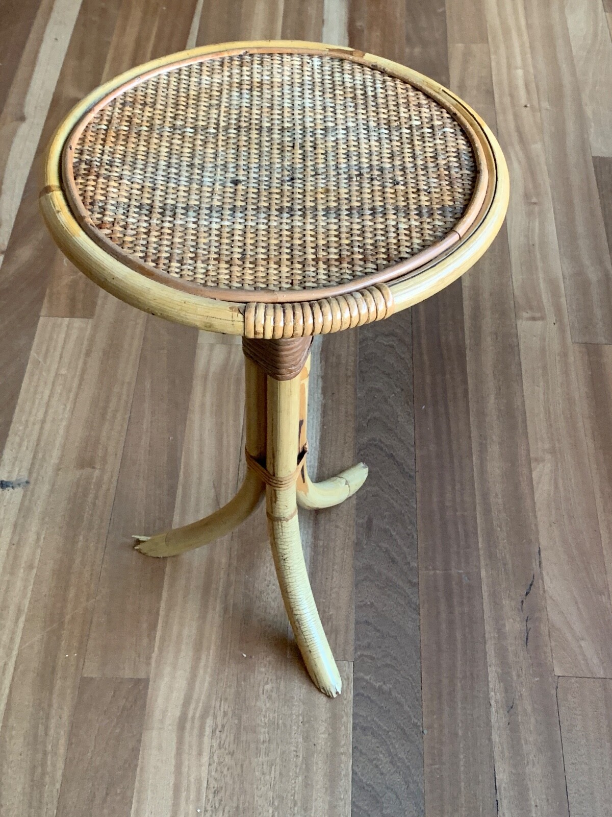 70s vintage rattan bamboo plant stand / small side table eBay