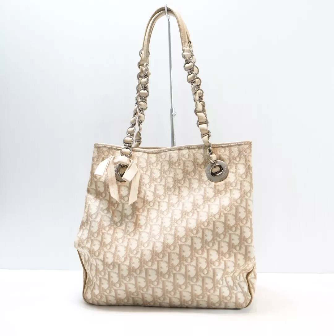 Sac bandoulière trotteur CHRISTIAN DIOR toile cuir beige #335