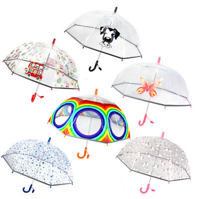 Smati Kinder Regenschirm transparent Mädchen Junge reflektierend  + Signalpfeife