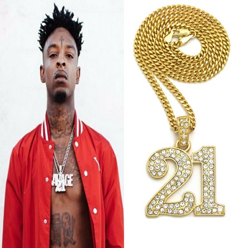 21 SAVAGE NUMBER 21 PENDANT CUBAN LINK 