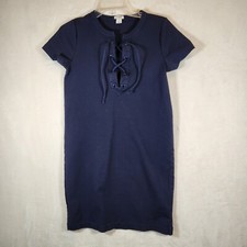 J. Crew Navy Blue Knit Lace-Up TShirt Dress Size XS Stylish Comfort Classic 