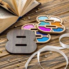 Wood bead organizer with lid "Number"