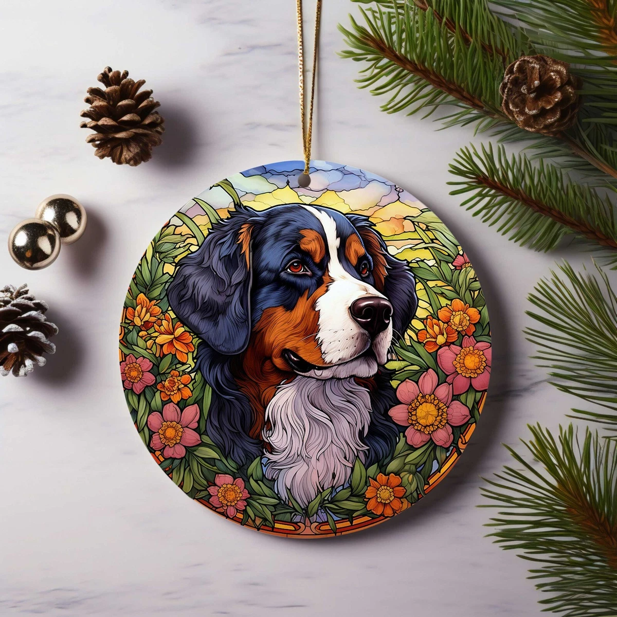 Bernese mountain dog ornament top