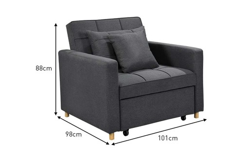 Suri 3-in-1 Convertible Sofa Chair Bed by Sarantino - Dark Grey - Picture 4 of 11