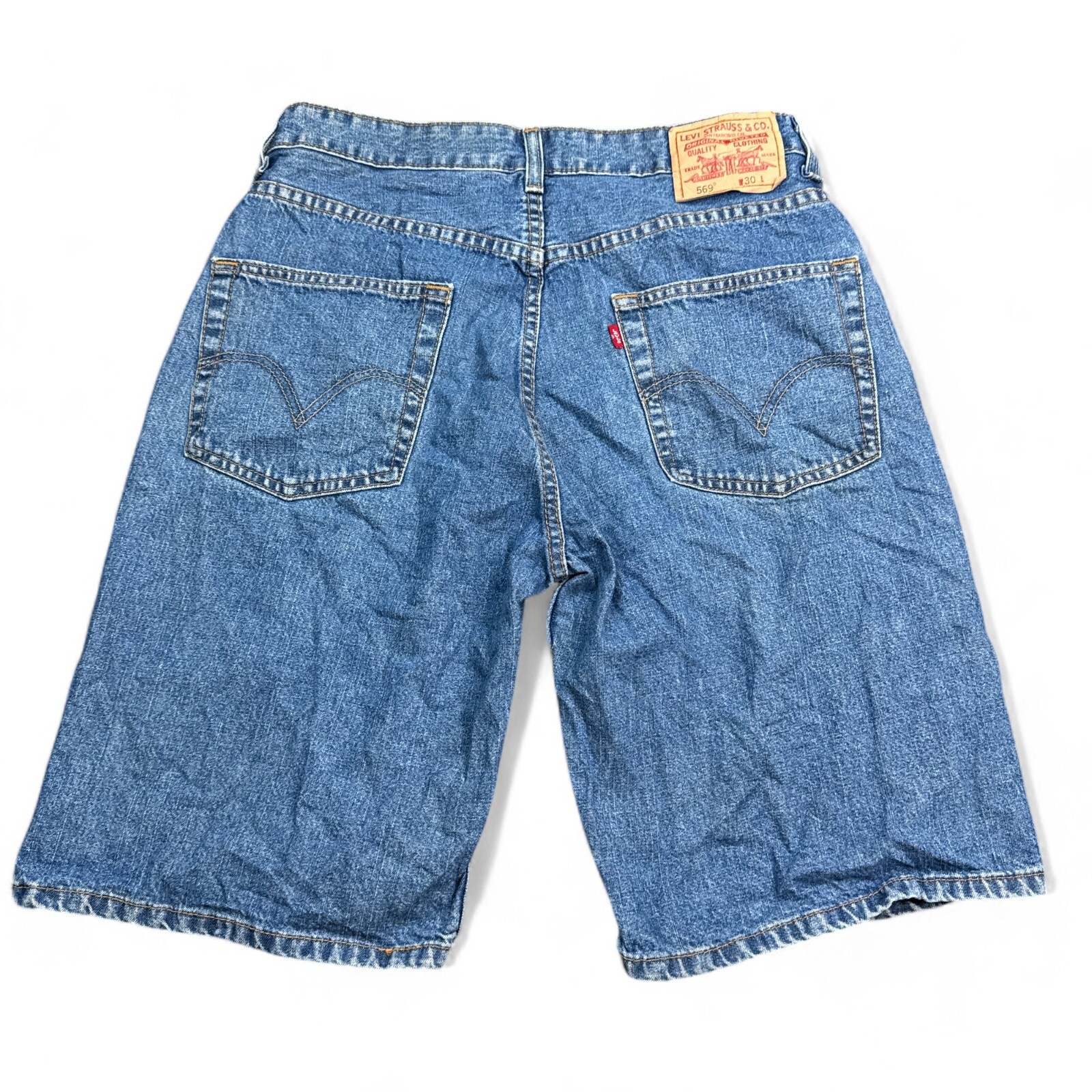 Levi's 569 Jean Shorts Mens Size 30 Loose Fit Straight Leg Y2K Baggy Blue Denim