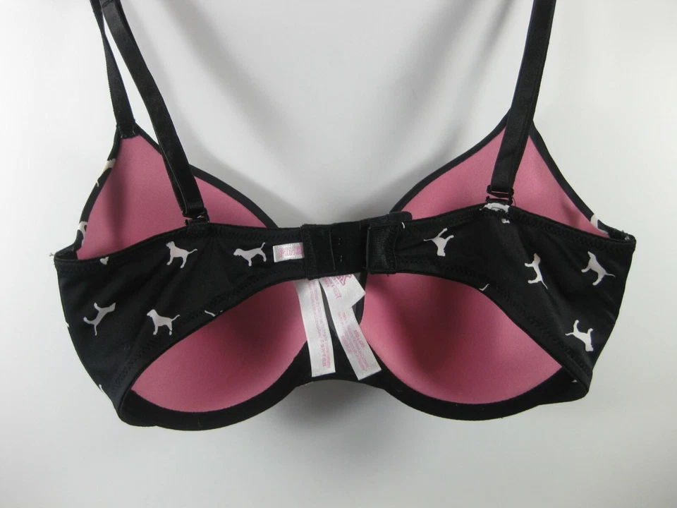 Camiseta BRA VICTORIA'S SECRET Perros Negra Talla 32D Wear Anywhere Ligeramente Forrada Foto 2 de 4