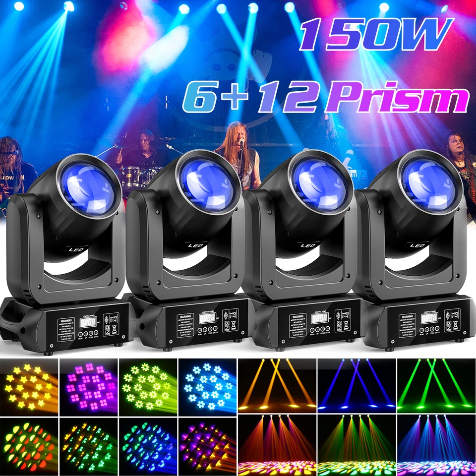 4 PIEZAS 150W 6+12 Prisma Cabeza Móvil Luces 8 GOBO 8 Colores Haz Luz de Escenario con Estuche Foto 3 de 4