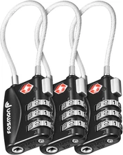 TSA Accepted Cable Luggage Locks, Fosmon (3 Pack) 3 Digit Combination... 