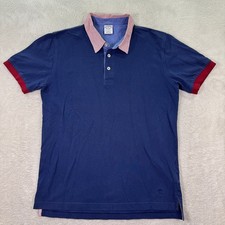 Brooks Brothers Performance Polo Shirt Men Medium Slim Fit Navy Red Color Collar