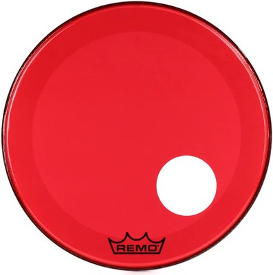 Remo Powerstroke P3 Colortone Red Bass Drumhead - 22 inch - with Port Hole