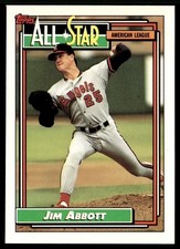 1992 Topps Jim Abbott California Angels #406