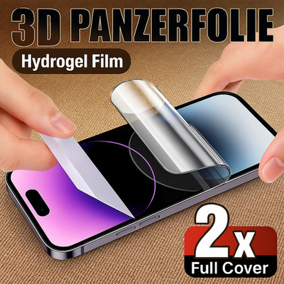 2X Hydrogel Panzerfolie für iPhone 11 17 Pro Max 3D Full Cover Schutzfolie Clear