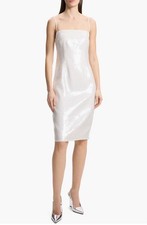 NWT Theory WD Strap Slip Dress In White Fluid Sequins Sz 4 O0405605 445