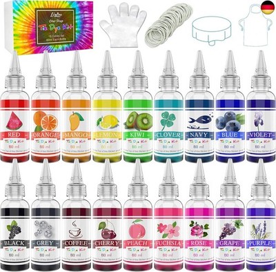 Tie Dye Kit 18 Farben - Stoff Farben Textilfarbe Set für DIY Hemd, Erwachsene un