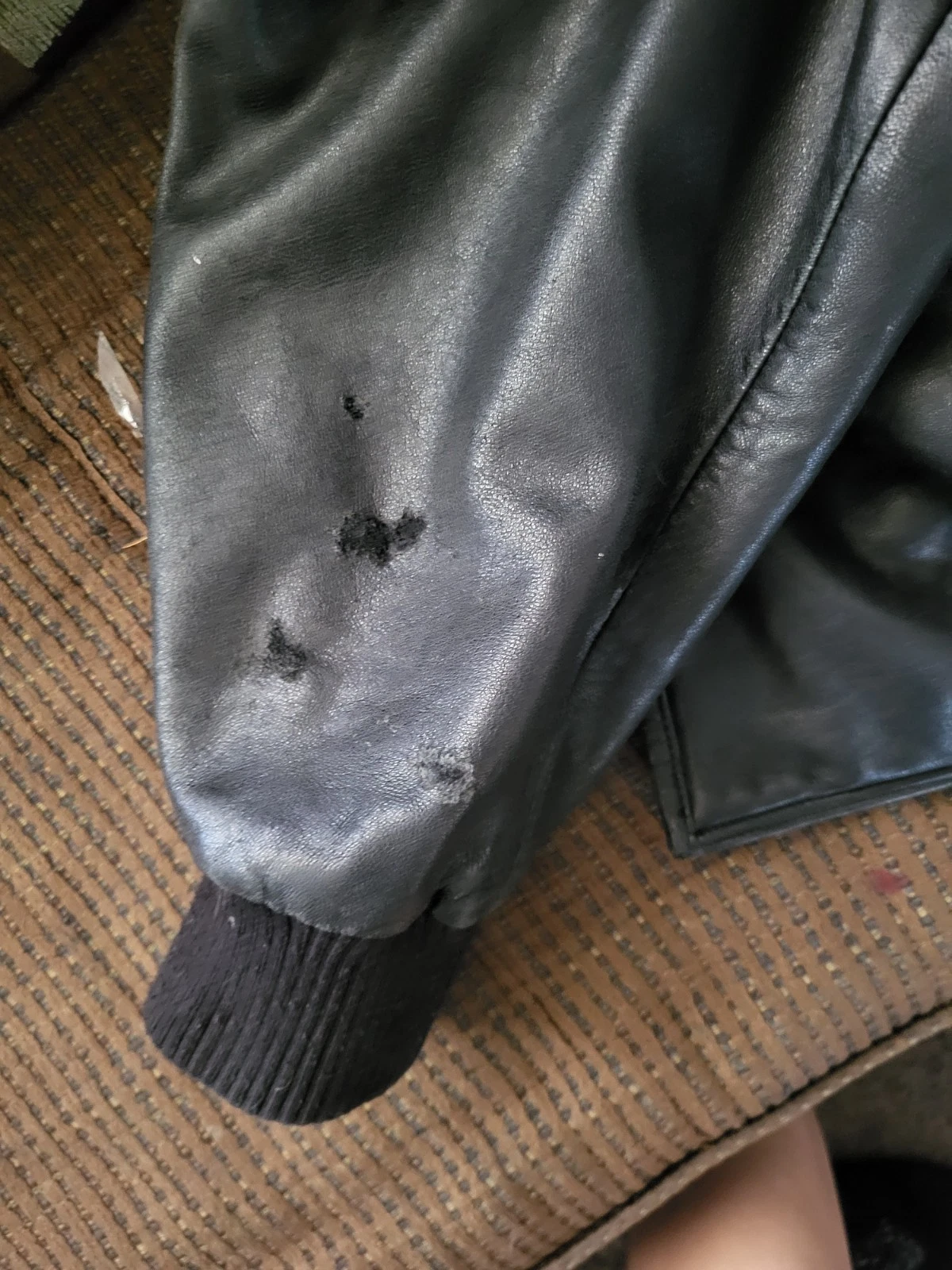 Pelle Pelle Marc Buchanan Leather Bomber Jacket Black/Brown 50 Lined Zip - product detail image 18
