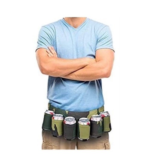 Beer Belt, 6 Pack Beer Holster Beverage Belt Holder, Soda Beer Belt Holder Black