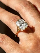 Cushion Cut Diamond Ring Wedding 14k Yellow Gold IGI Lab Grown 4 Carat E F VVS2