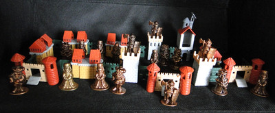 Mittelalter Stadt mit Figuren, Schweizer Garde Figuren und Märchen Figuren