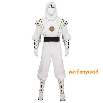 Halloween Power Rangers White Ninja Morph Men Cosplay Custome Outfits Full Suit 