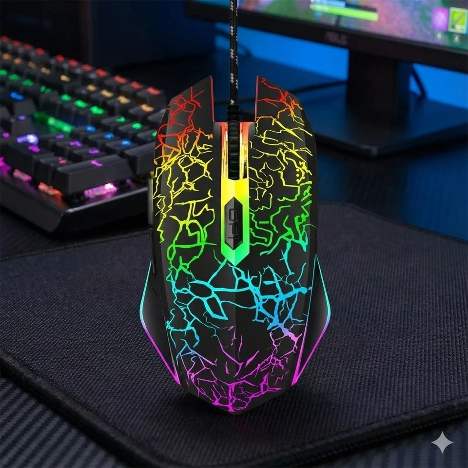 Wired RGB Gaming Mouse USB 4 Buttons Adjustable DPI Ergonomic PC Laptop - Image 3 of 4