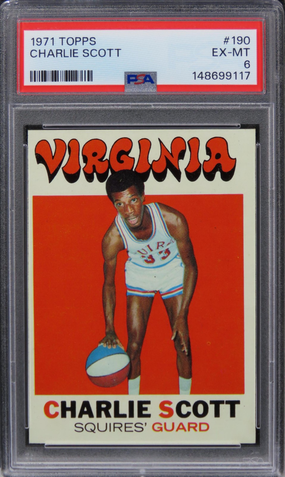 1971 Topps Charlie Scott HOF ROOKIE RC #190 PSA 6 EX-MT