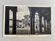 m) Cartolina formato piccolo Castel San Giovanni Piacenza piazza 1944 PIEGATA