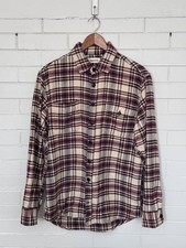 Taylor Stitch Shirt Mens Medium 40 ? Red Crater Flannel Ivory Plaid Outdoor Camp