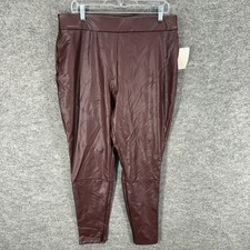 New A New Day Pants Women 2XL Brown Leather High Rise Flat Front Pull On Chino