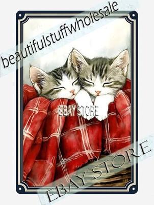 Plaid Cats Metal Tin Sign classic winter festive decor