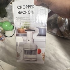 Manual Push Function Food Chopper White Stainless Steel Blade Dishwasher Safe