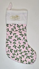 Christmas Stocking "The Vintage Cosmetic Company" Pink background Mistletoe 