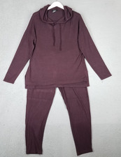 Max  Mia Lounge Outfit Set Women's Large Pants Hoodie Comfort Casual Burgundy