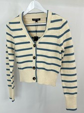 VERONICA BEARD NWT Noori Cardigan Size S Blue Cream Striped Women Sweater Cotton